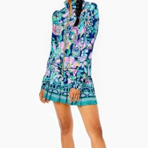Lilly Pulitzer Jordanna Jacket UPF 50+ High Tide Navy Shes Got Sol Large NWT - Picture 4 of 11